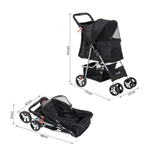 Καρότσι Μεταφοράς Κατοικιδίου 77 x 47 x 101 cm PawHut D00-083BK - Image 7