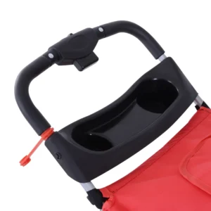 Πτυσσόμενο καρότσι κατοικίδιων PawHut, κόκκινο, 75 x 46 x 94 cm D00-083RD - Image 7