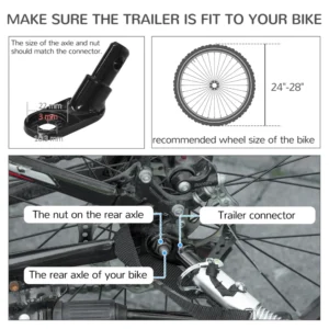 PawHut Bike Trailer για σκύλους 30kg max με 2 εισόδους και τσέπες αποθήκευσης, σε ατσάλι και ύφασμα Oxford, μπλε D00-168V00LB - Image 3