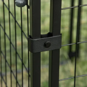 PawHut Foldable Dog Run με κάλυμμα, 8 πάνελ με πόρτα που κλειδώνει, 141x141x113cm, Μαύρο D02-095 - Image 5