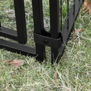 PawHut Foldable Dog Run με κάλυμμα, 8 πάνελ με πόρτα που κλειδώνει, 141x141x113cm, Μαύρο D02-095 - Image 6