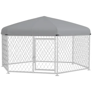 PawHut Large Dog Run με υφασμάτινη οροφή Oxford Proof UV, 2,1x1,85x1,5m, ασημί και γκρι D02-181V04SR - Image 8