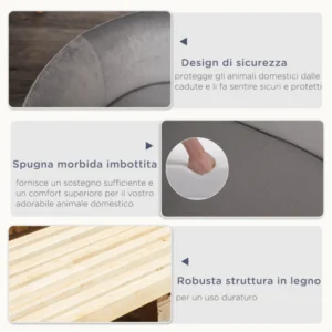 PawHut Καναπές για Σκύλους και Γάτες Μικρού Μεγέθους Εσωτερικού Χώρου Γκρι ΑνοιχτόD04-167GY - Image 4