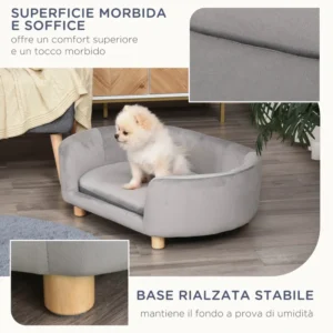 PawHut Καναπές για Σκύλους και Γάτες Μικρού Μεγέθους Εσωτερικού Χώρου Γκρι ΑνοιχτόD04-167GY - Image 5