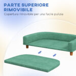 Καναπές PawHut για μεγάλα σκυλιά με ανασηκωμένα πόδια και αφαιρούμενο μαξιλάρι, 98x67x25 cm, ανοιχτό πράσινο D04-262V00GN - Image 3