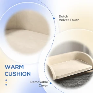 Καναπές PawHut για μεσαίους και μεγάλους σκύλους με αφαιρούμενο και αφαιρούμενο βελούδινο μαξιλάρι, κρέμα D04-268V00CW - Image 4