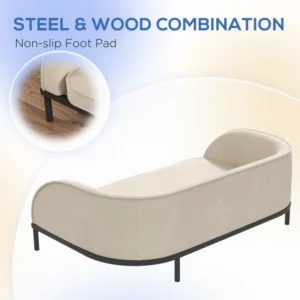 Καναπές PawHut για μεσαίους και μεγάλους σκύλους με αφαιρούμενο και αφαιρούμενο βελούδινο μαξιλάρι, κρέμα D04-268V00CW - Image 5