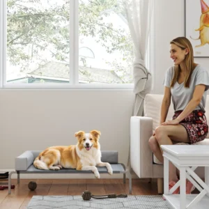 PawHut Κρεβάτι Σκύλου Υψωμένο 110x75x30 εκ, Γκρι/Ασημί D04-298V00LG - Image 6