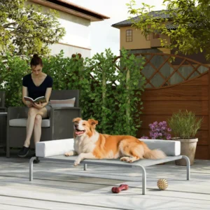 PawHut Κρεβάτι Σκύλου Υψωμένο 110x75x30 εκ, Γκρι/Ασημί D04-298V00LG - Image 8