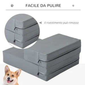 PawHut Dog Ladder Στρώμα 2 σε 1 σε PU και αφρό 45x39x20cm Γκρι D06-009GY - Image 4