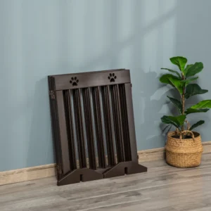 PawHut Folding Small Dog Gate, σε ξύλο πεύκου, 204x30x61 cm, καφέ D06-084BN - Image 6