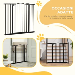 PawHut επεκτεινόμενη πύλη σκύλου χωρίς βίδες Ρυθμιζόμενη από 74-100 cm σε μέταλλο, μαύρο D06-094V03BK - Image 4