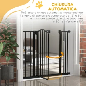 PawHut Extendable Dog Gate Χωρίς βίδες Ρυθμιζόμενη από 74-100 cm Ύψος 78 cm σε μέταλλο, μαύρο D06-094V07BK - Image 3