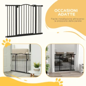 PawHut Extendable Dog Gate Χωρίς βίδες Ρυθμιζόμενη από 74-100 cm Ύψος 78 cm σε μέταλλο, μαύρο D06-094V07BK - Image 4