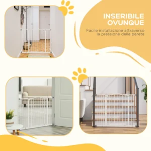 PawHut Extendable Dog Gate Χωρίς βίδες Ρυθμιζόμενη από 74-100 cm Ύψος 78 cm σε μέταλλο, λευκό D06-094V07WT - Image 4