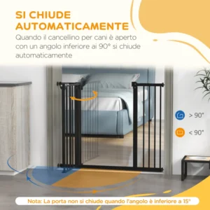 PawHut Ρυθμιζόμενη πύλη σκύλου έως 100 cm χωρίς βίδες με 2 προεκτάσεις και ύψος 72 cm, μαύρο D06-096V04BK - Image 3