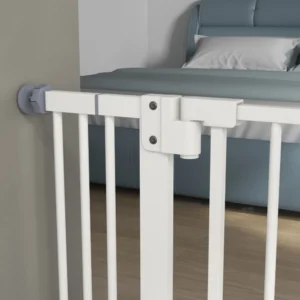 PawHut Ρυθμιζόμενη πύλη σκύλου έως 100 cm χωρίς βίδες με 2 προεκτάσεις και ύψος 72 cm, λευκό D06-096V04WT - Image 7