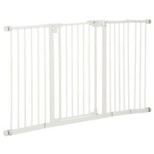 PawHut Πόρτα για Σκύλους με 3 Επεκτάσεις και Ρυθμιζόμενο Πλάτος 74-148cm και Αυτόματο Κλείσιμο Λευκό D06-096WT