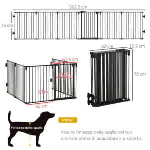 Steel Dog Barrier Gate - Μαύρο D06-128