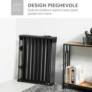 Πτυσσόμενη πύλη ασφαλείας PawHut 6 τμημάτων, Steel Dog Barrier Gate - Μαύρο D06-128 - Image 4