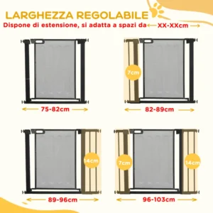 PawHut Extendable Pressure Dog Gate με Αυτόματο Κλείσιμο, σε ατσάλι και ABS, 75-103x76 cm, Μαύρο D06-144V01BK - Image 4