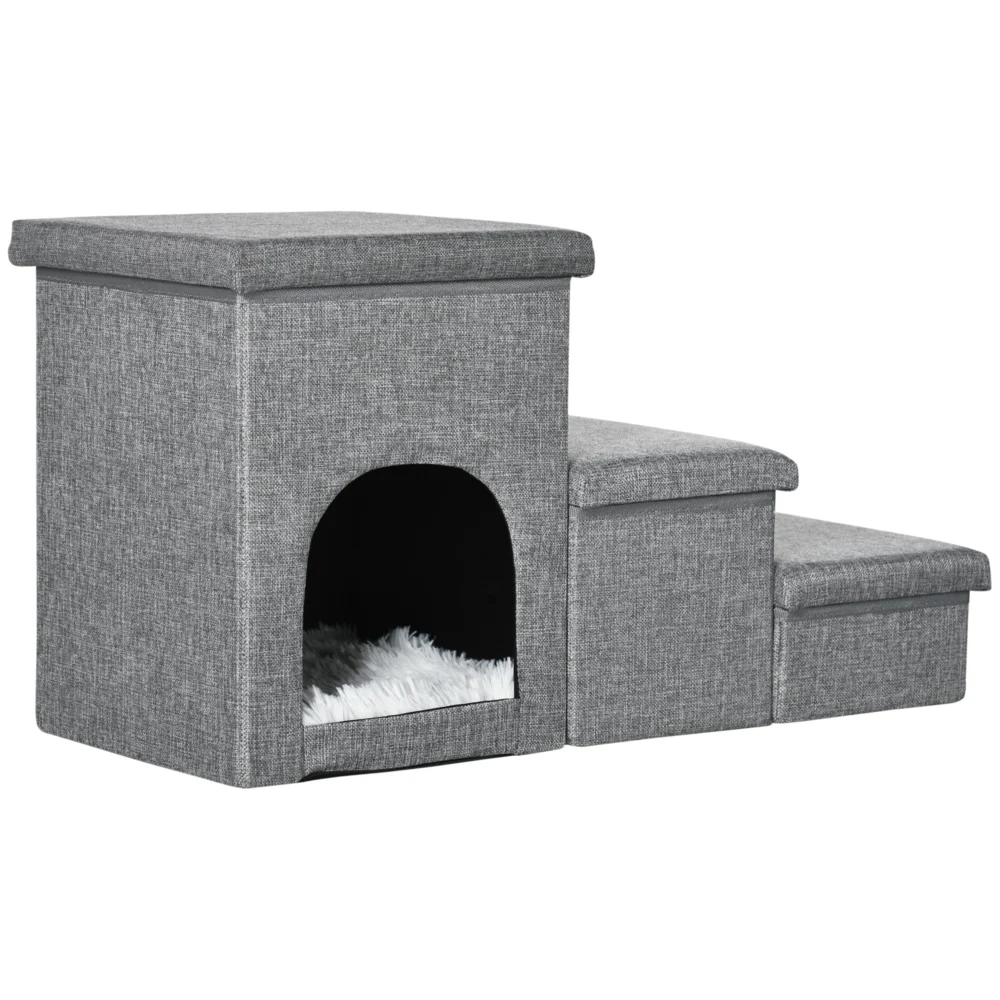 PawHut 3-Step Dog and Cat Ladder 10kg Max with Dog House and Αποθηκευτικός χώρος PawHut 3-Step Dog and Cat Ladder 10kg Max with Dog House and Αποθηκευτικός χώρος