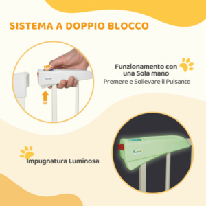 PawHut Πόρτα Ασφαλείας για Μικρούς και Μεσαίους Σκύλους με Διπλή Κλειδαριά και Αυτόματο Κλείσιμο, 76-103x4.2x77 εκ., Λευκό D06-176V00WT - Image 4