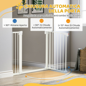 PawHut Πόρτα Ασφαλείας για Μικρούς και Μεσαίους Σκύλους με Διπλή Κλειδαριά και Αυτόματο Κλείσιμο, 76-103x4.2x77 εκ., Λευκό D06-176V00WT - Image 5