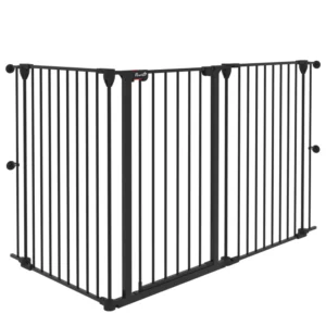 PawHut 3-Panel Medium Dog Gate με διπλό σύστημα κλειδώματος, 206x90cm, Μαύρο D06-186V00BK - Image 8
