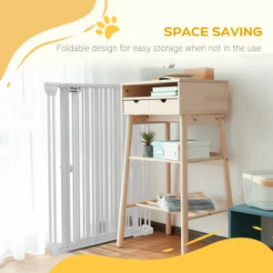 PawHut 3-Panel Medium Dog Gate με διπλό σύστημα κλειδώματος, 206x90cm, Λευκό D06-186V00WT - Image 4