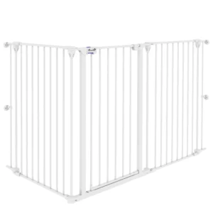 PawHut 3-Panel Medium Dog Gate με διπλό σύστημα κλειδώματος, 206x90cm, Λευκό D06-186V00WT - Image 8