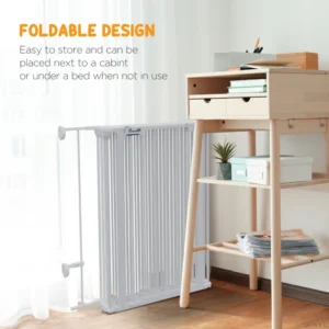 PawHut Πτυσσόμενη και αρθρωτή πύλη σκύλου για μεσαία μεγέθη σε μέταλλο και πλαστικό, 123x102x90 cm, λευκό D06-189V00WT - Image 3