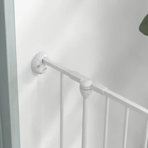 PawHut Πτυσσόμενη και αρθρωτή πύλη σκύλου για μεσαία μεγέθη σε μέταλλο και πλαστικό, 123x102x90 cm, λευκό D06-189V00WT - Image 6