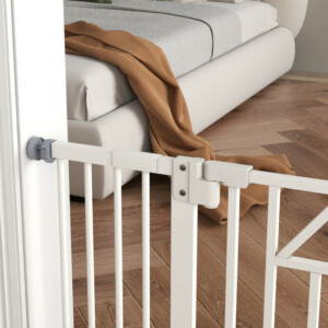 PawHut Gate για Small and Medium Dogs with Automatic Close, in Steel and PA, 74-100x76 cm, White D06-216V00WT - Image 7