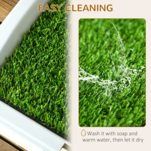 PawHut 3-στρώσεις κουτί απορριμάτων σκύλων με συνθετικό γρασίδι, πλέγμα και κάτω δίσκο, 63x48,5 cm D07-045V01LB - Image 4