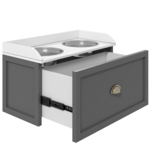 PawHut Ανυψωμένα Μπολ για Σκύλους από Ανοξείδωτο Ατσάλι και Ξύλο με Συρτάρι, 60x30x36cm, Γκρι D08-041V80GY - Image 6