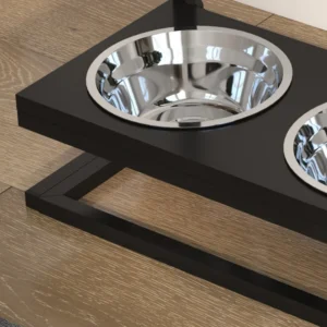 PawHut Raised Dog Bowl Hold με Ρυθμιζόμενο Ύψος, 2 Ατσάλινα μπολ 900ml, Μαύρο D08-057V00BK - Image 7