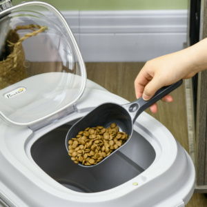 PawHut Θήκη Τροφής Κατοικιδίων Χωρητικότητας 5-25L με Ερμητική Σφράγιση και Θήκη Απορροφητικού Υγρασίας, από PP και TPE, 44x32x37 cm, Γκρι D08-061V00GY - Image 8