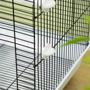 PawHut Μεταλλικό Κλουβί πουλιών με χερούλι, αφαιρούμενο δίσκο, μανταλάκια και κούνια, 39x33x47cm, λευκό D10-063V01WT - Image 7