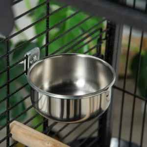 PawHut Budgie Cage with 2 Perches and Arched Ladder, Ατσάλι, 62,5x62,5x156 cm, Γκρι D10-068 - Image 7