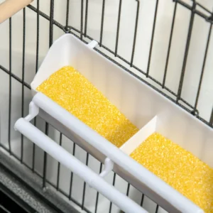 PawHut Indoor Ξύλινο Κλουβί πουλιών με Δίσκο, 4 Ρόδες και Πέρκα, 78x52x132cm D10-075CG - Image 7