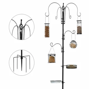 PawHut Bird Feeder με 6 γάντζους και 4 ατσάλινα δοχεία φαγητού