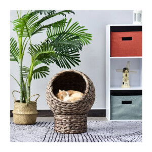 Υπερυψωμένο Πλεκτό Καλάθι Γάτας 42 x 33 x 52 cm Χρώματος Σκούρο Καφέ Pawhut D30-105GY - Image 3