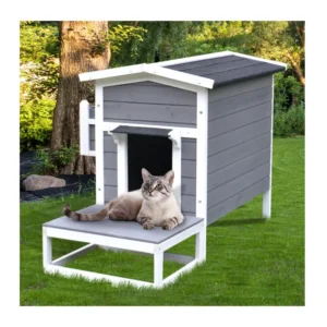 Ξύλινο Σπίτι Γάτας με Μπαλκόνι και Αδιάβροχη Οροφή 115 x 66.5 x 74.7 cm PawHut D30-203 - Image 5
