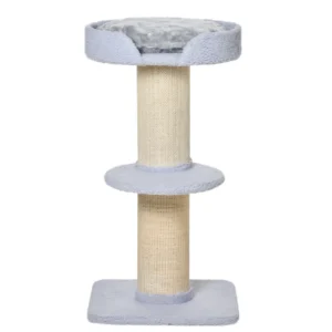PawHut Cat Scratching Post με κρεβάτι, βελούδινο κάλυμμα και στύλο Sisal, 45x45x91cm, γαλάζιο D30-269LB - Image 6