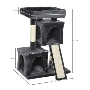 Δέντρο Γάτας - Ονυχοδρόμιο 83 x 59 x 39 cm Χρώματος Σκούρο Γκρι PawHut D30-286GY - Image 8