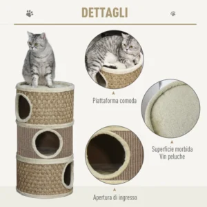 Σπίτι Γάτας 3 Επιπέδων 37.5 x 37.5 x 70 cm PawHut D30-326 - Image 4