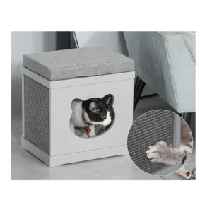 Ξύλινο Σπίτι Γάτας 41 x 30 x 36 cm Χρώματος Γκρι PawHut D30-334GY - Image 3