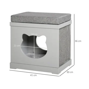 Ξύλινο Σπίτι Γάτας 41 x 30 x 36 cm Χρώματος Γκρι PawHut D30-334GY - Image 5