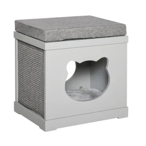 Ξύλινο Σπίτι Γάτας 41 x 30 x 36 cm Χρώματος Γκρι PawHut D30-334GY - Image 6